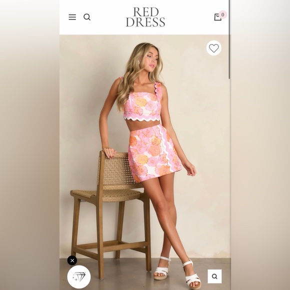 Red Dress Boutique Dresses & Skirts - Red Dress Boutique Floral Pink and Orange Skirt Set